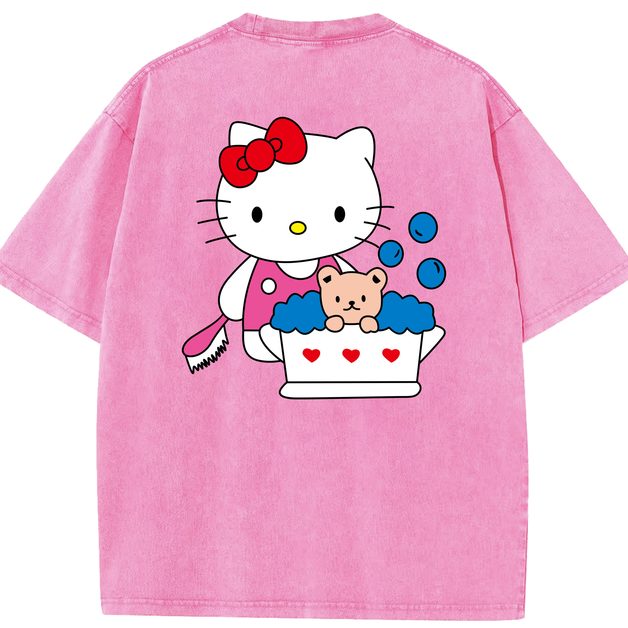 （画像用） Hello Kitty ハローキティ 綿100% ヴィンテージ風 半袖Tシャツ（背面プリント）